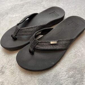 Reef Womens Ortho-Spring Flip Flop Sandals Size 7 Black Glitter Arch Support